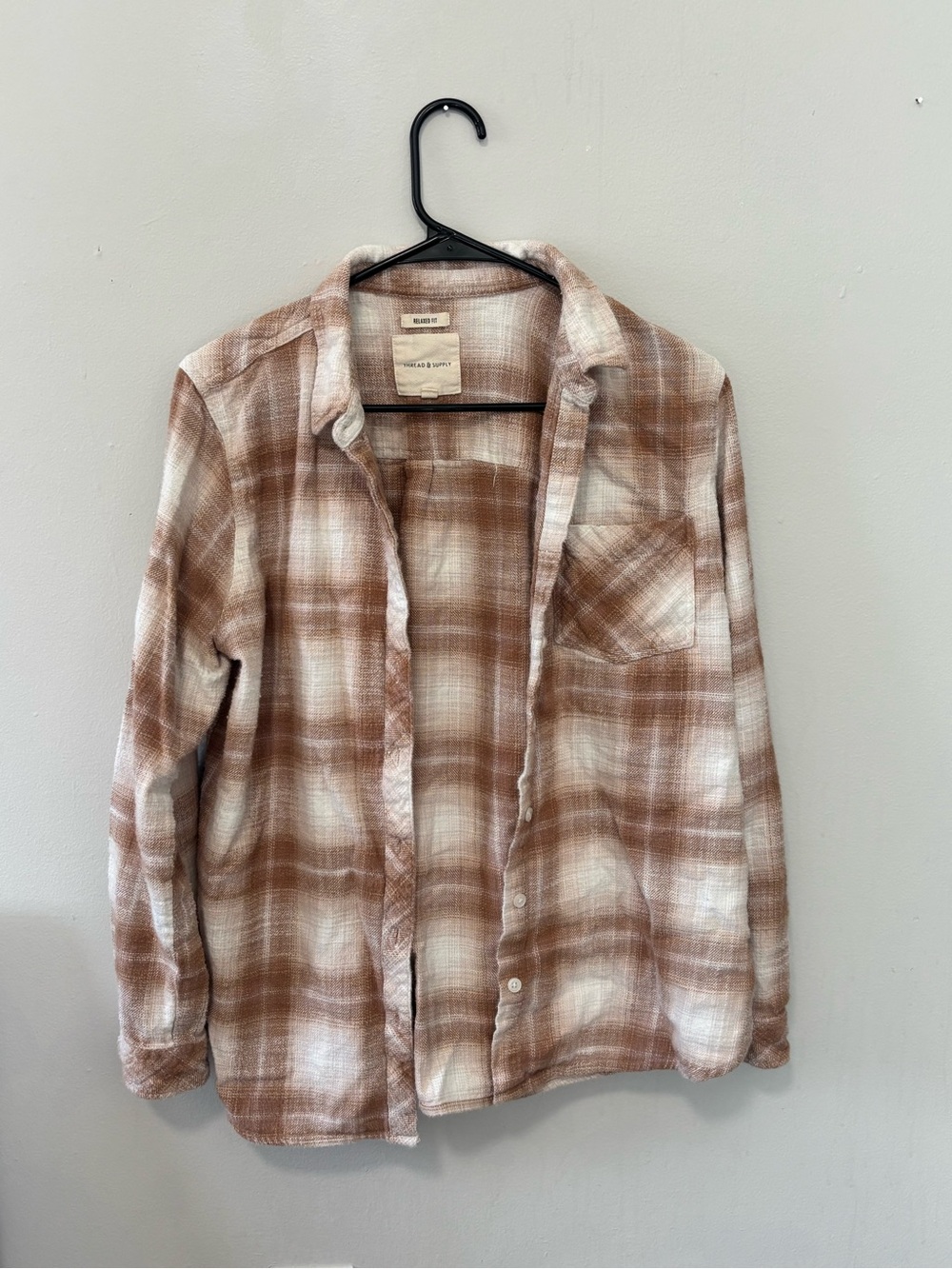 Thread & Supply Plaid Button-Up in Cream & Brown